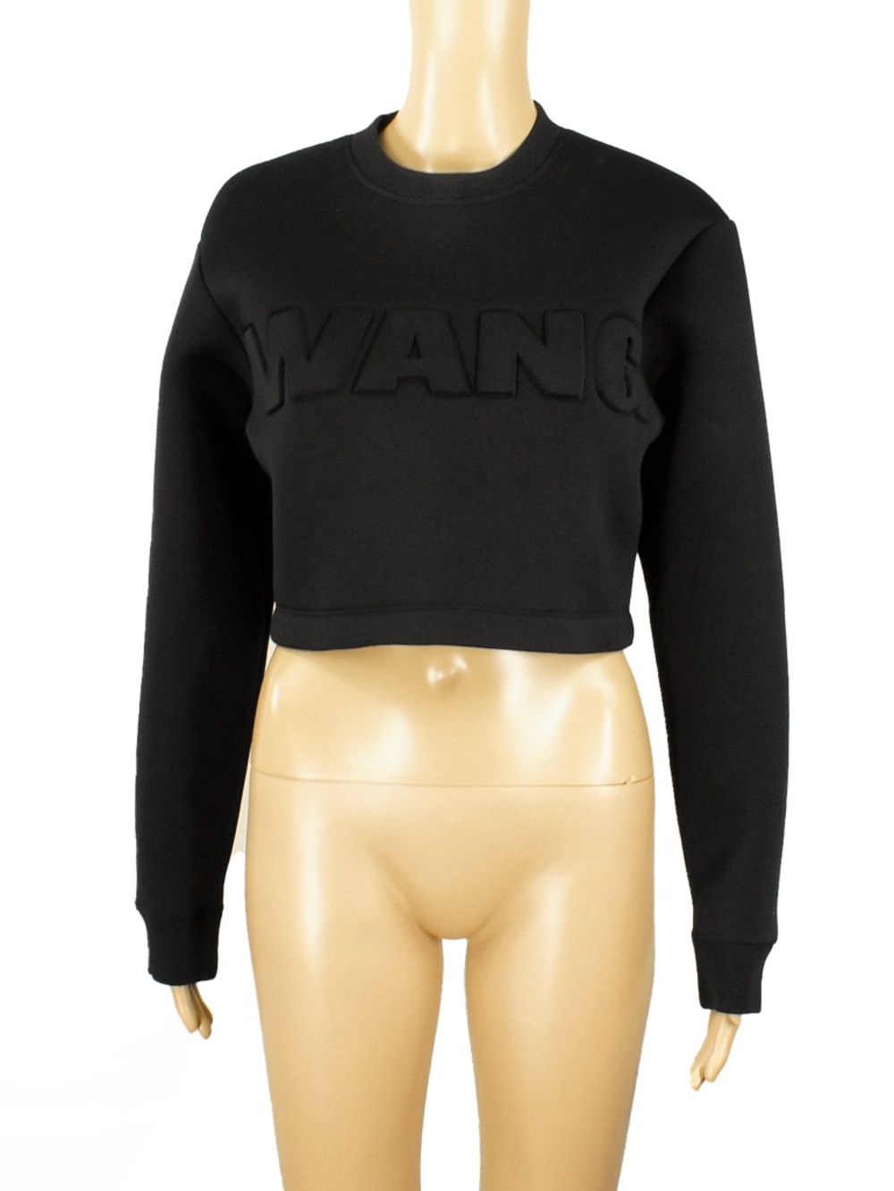 Alexander Wang x Hm Limited Edition Black Block Logo Scuba Crop Sweatshirt Top